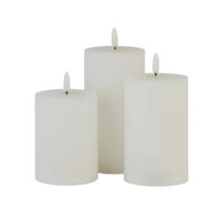 Pack Of 3 LED Pillar Ribbed Candles - White -Home Base Sales Shop 13794266 1775009419370130