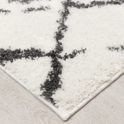 Deluxe Berber Shaggy Runner - White & Black - 180x67cm -Home Base Sales Shop 13888027 1124988131185459