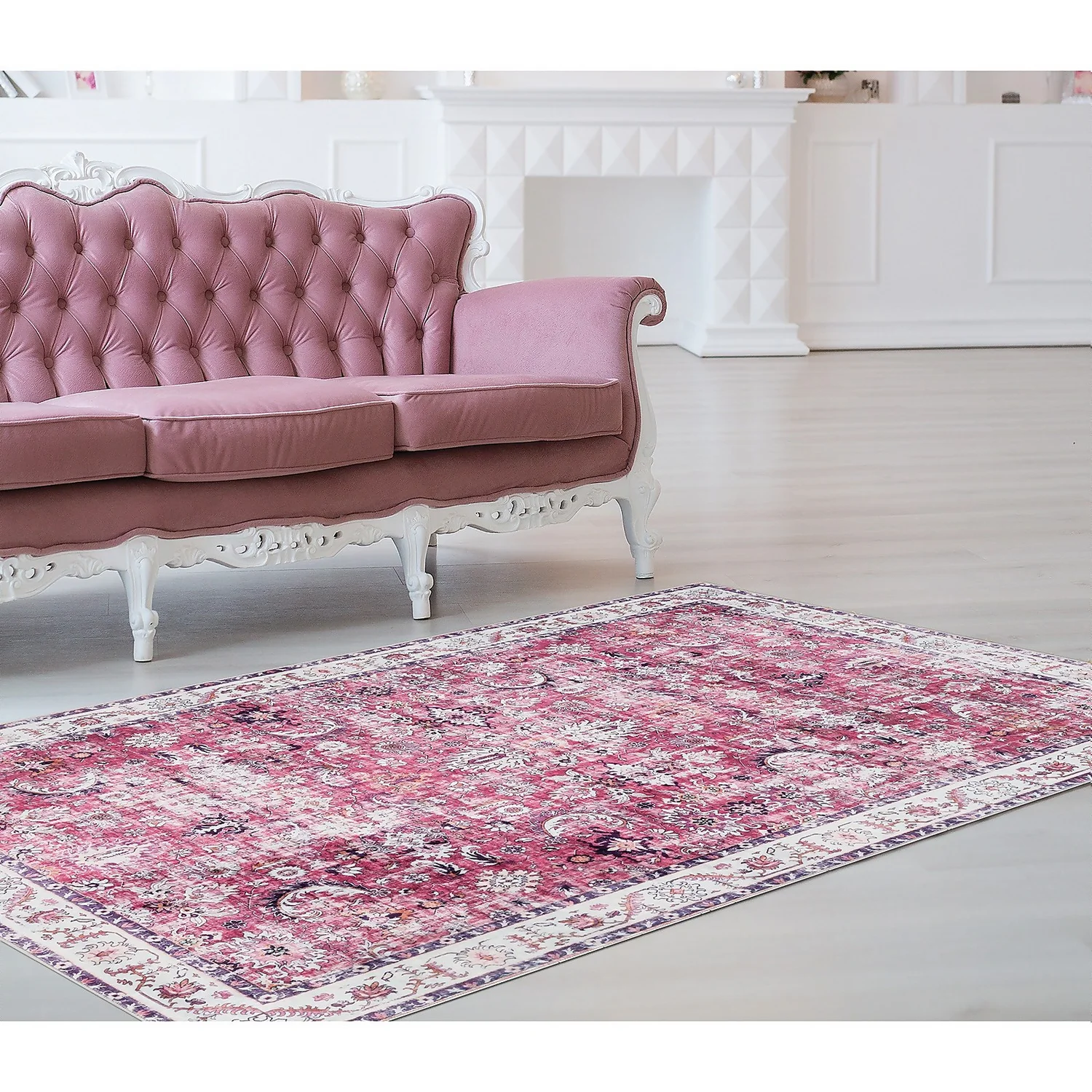 Rada Washable Rug - Pink - 160x230cm 2 Rada Washable Rug - Pink - 160x230cm - Image 2