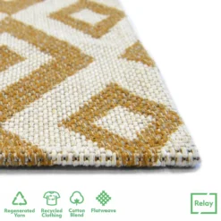 Recycled Cotton Geometric Rug - Ochre - 100x150cm 7 Recycled Cotton Geometric Rug - Ochre - 100x150cm -Home Base Sales Shop 14015868 1405006088826077