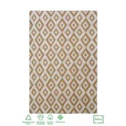 Recycled Cotton Geometric Rug - Ochre - 100x150cm