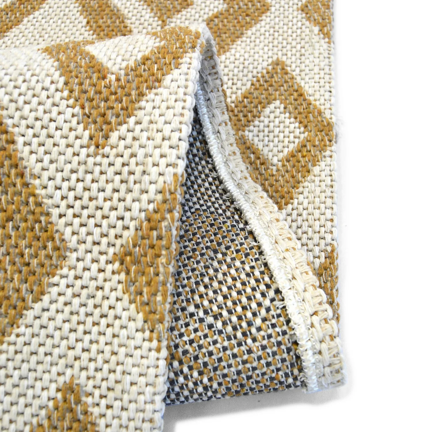 Recycled Cotton Geometric Rug - Ochre - 100x150cm 4 Recycled Cotton Geometric Rug - Ochre - 100x150cm - Image 4