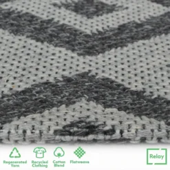 Recycled Cotton Geometric Rug - Grey - 160x230cm 8 Recycled Cotton Geometric Rug - Grey - 160x230cm -Home Base Sales Shop 14015872 1765006092093170