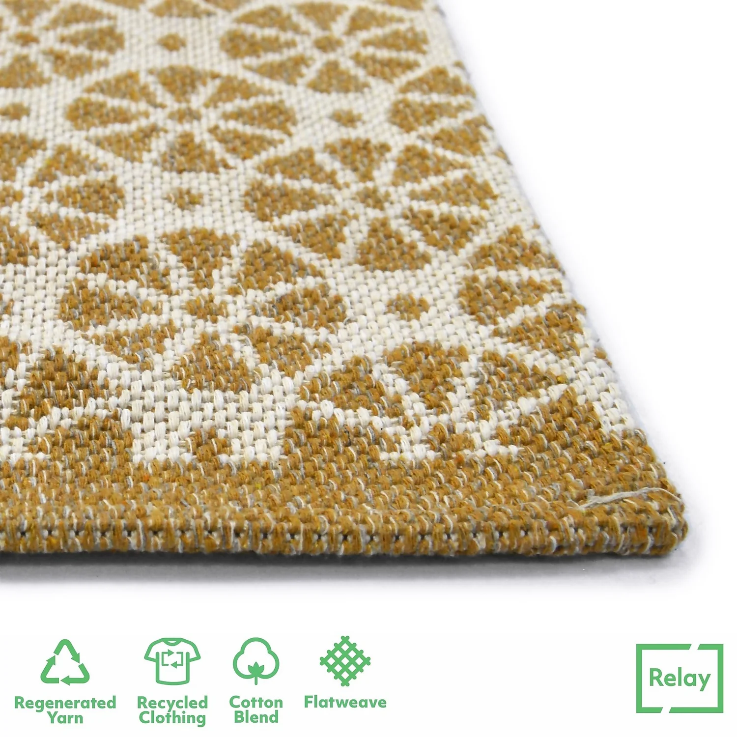 Recycled Cotton Starburst Rug - Ochre - 100x150cm 4 Recycled Cotton Starburst Rug - Ochre - 100x150cm - Image 4