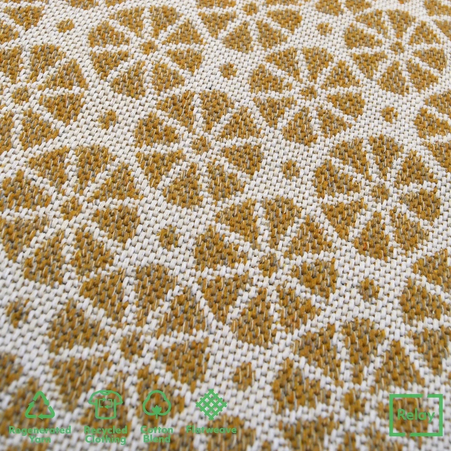 Recycled Cotton Starburst Rug - Ochre - 160x230cm 3 Recycled Cotton Starburst Rug - Ochre - 160x230cm - Image 3