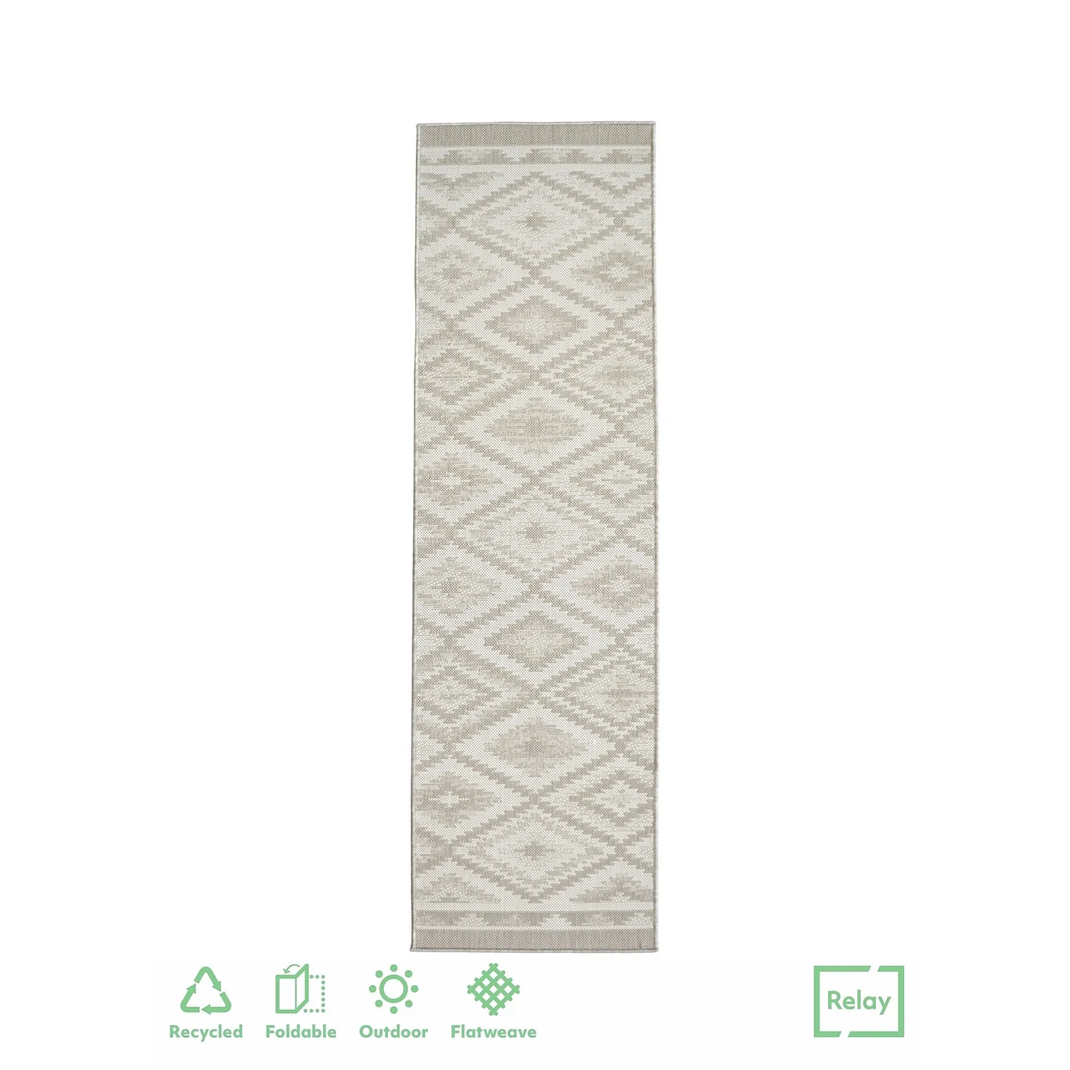 Recycled Diamond Rug - Grey - 60x230cm 1 Recycled Diamond Rug - Grey - 60x230cm