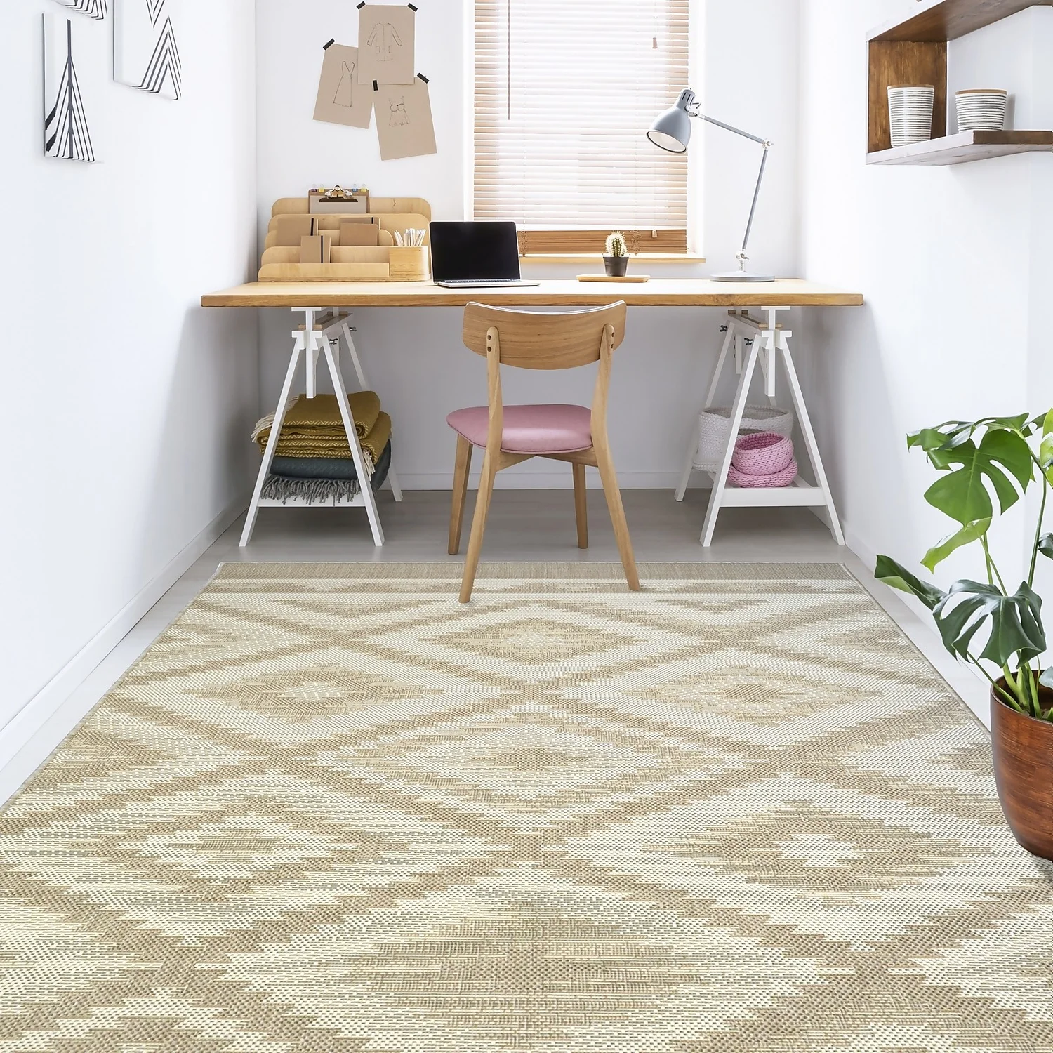 Recycled Diamond Rug - Natural - 160x230cm 2 Recycled Diamond Rug - Natural - 160x230cm - Image 2