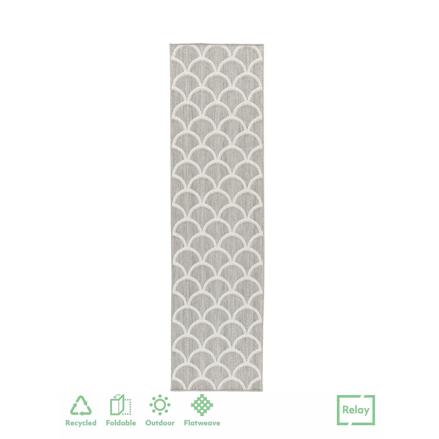 Relay Recycled Indoor/Outdoor Rug - Grey - 60x230cm 1 Relay Recycled Indoor/Outdoor Rug - Grey - 60x230cm