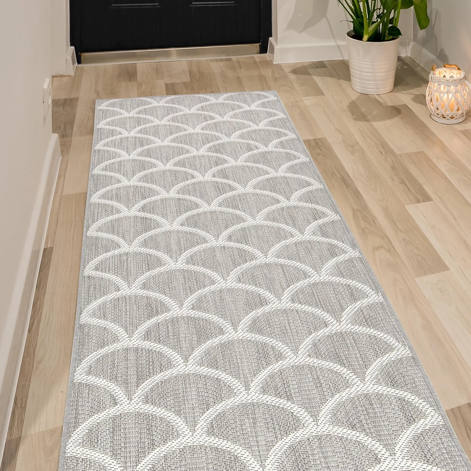 Relay Recycled Indoor/Outdoor Rug - Grey - 60x230cm 3 Relay Recycled Indoor/Outdoor Rug - Grey - 60x230cm - Image 3