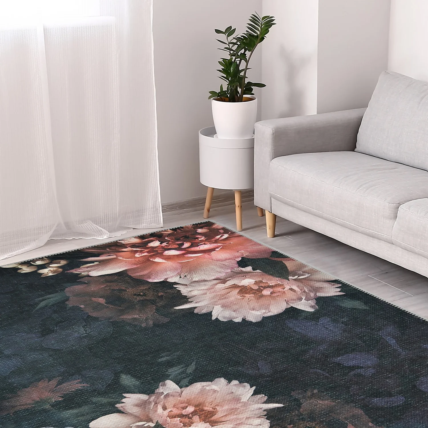 Opal Dark Floral Rug - 135x195cm 2 Opal Dark Floral Rug - 135x195cm - Image 2