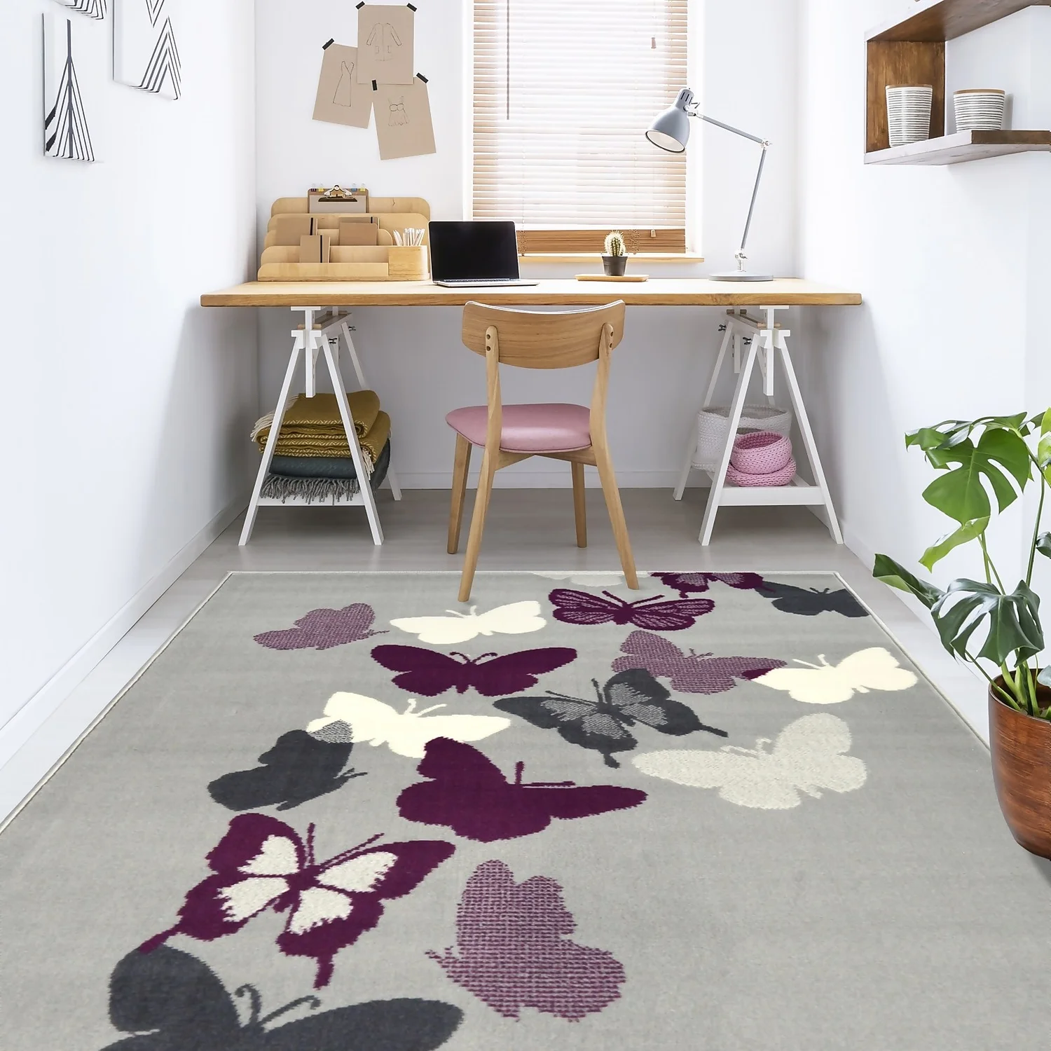 Butterfly Rug - Grey - 120x170cm 2 Butterfly Rug - Grey - 120x170cm - Image 2