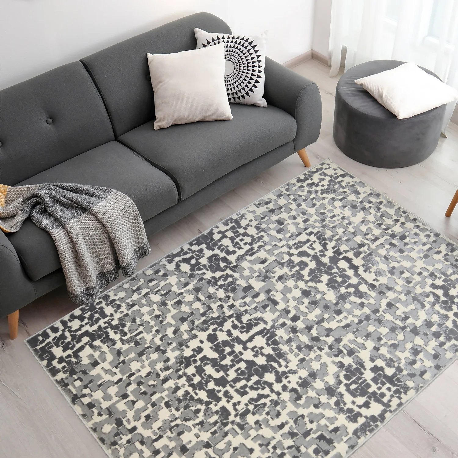 Abstract Pixels Rug - Grey - 160x230cm 2 Abstract Pixels Rug - Grey - 160x230cm - Image 2