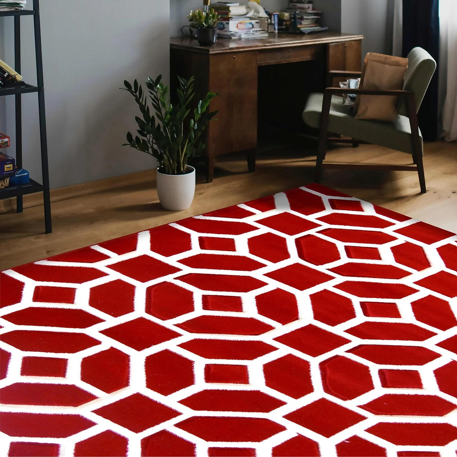 Daytona Gorton Rug - Red - 160x230cm 4 Daytona Gorton Rug - Red - 160x230cm - Image 4