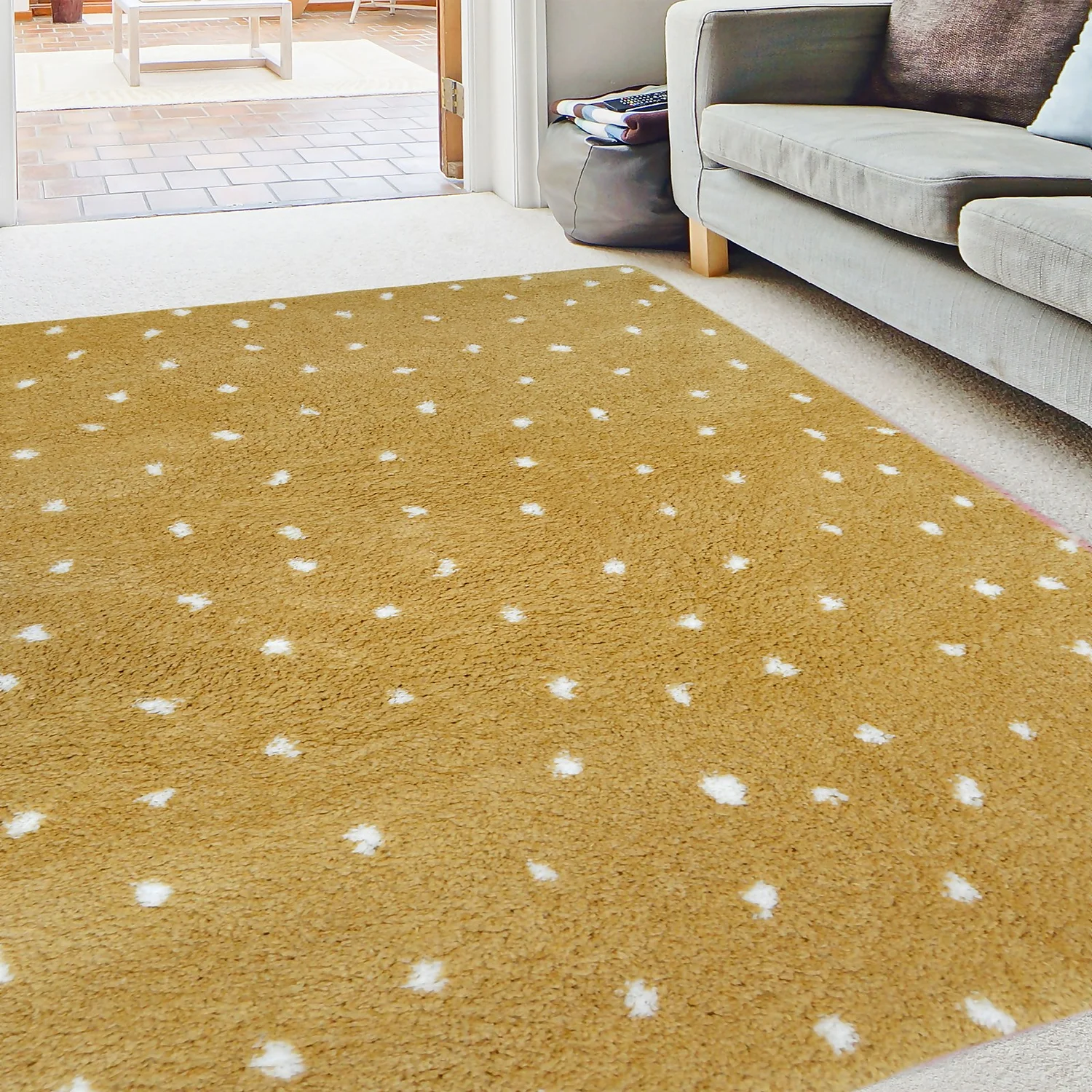Snug Spotty Rug - Ochre - 120x170cm 2 Snug Spotty Rug - Ochre - 120x170cm - Image 2