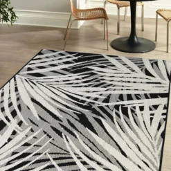County Leaf Indoor/Outdoor Rug - Black - 160x230cm -Home Base Sales Shop 14016050 1235006085457065