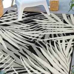 County Leaf Indoor/Outdoor Rug - Black - 160x230cm -Home Base Sales Shop 14016050 7115006085548301