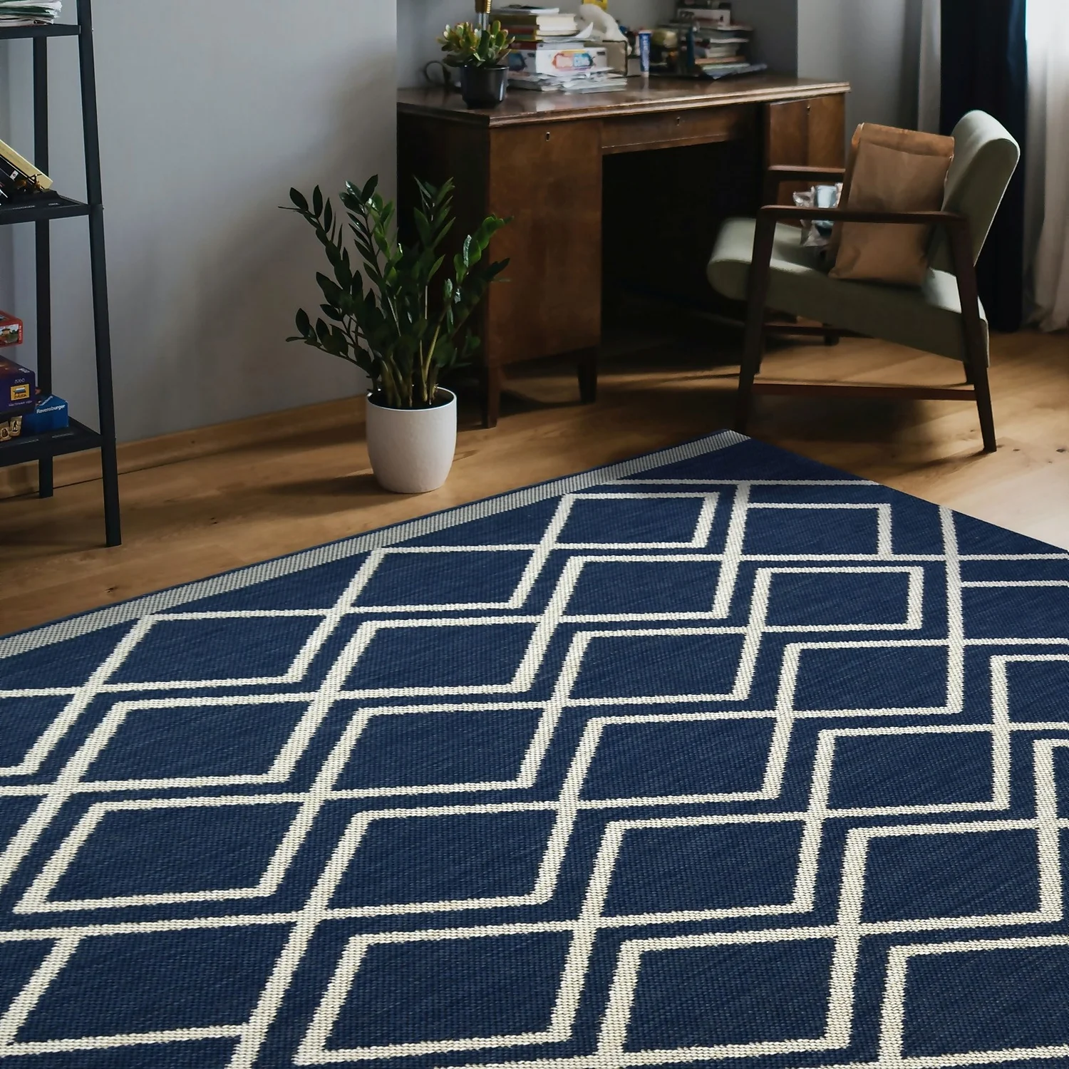 County Diamonds Indoor/Outdoor Rug - Navy - 160x230cm 3 County Diamonds Indoor/Outdoor Rug - Navy - 160x230cm - Image 3