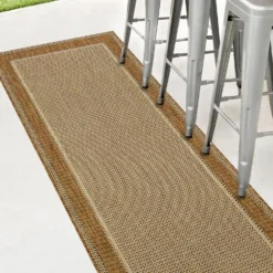 Denver Border Indoor/Outdoor Rug - Latte - 80x200cm -Home Base Sales Shop 14016071 9255006092478373