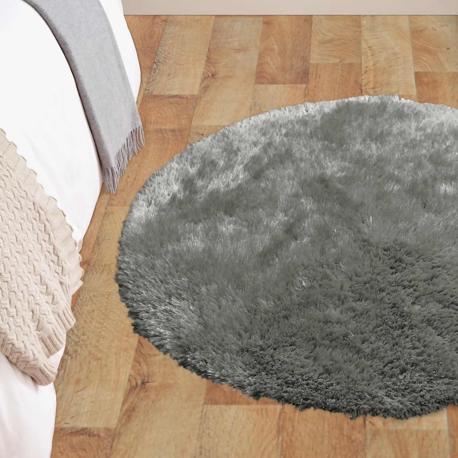 Soft Washable Circle Rug - Grey - 100cm 2 Soft Washable Circle Rug - Grey - 100cm - Image 2
