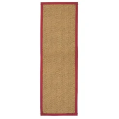 Herringbone Runner With Border - Red - 60x180cm