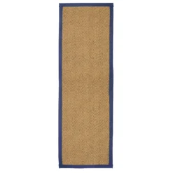 Herringbone Runner With Border - Blue - 60x180cm