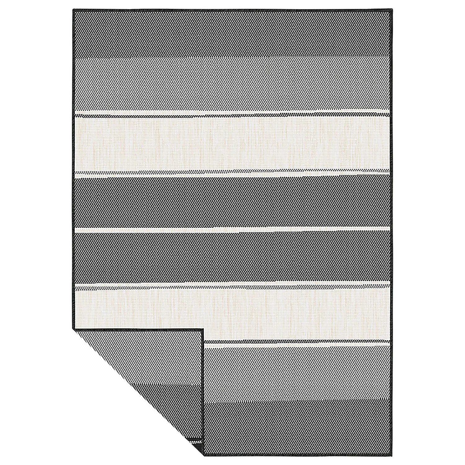 Duo Weave Indoor/Outdoor Rug - Stripe Charcoal - 120x170cm 1 Duo Weave Indoor/Outdoor Rug - Stripe Charcoal - 120x170cm