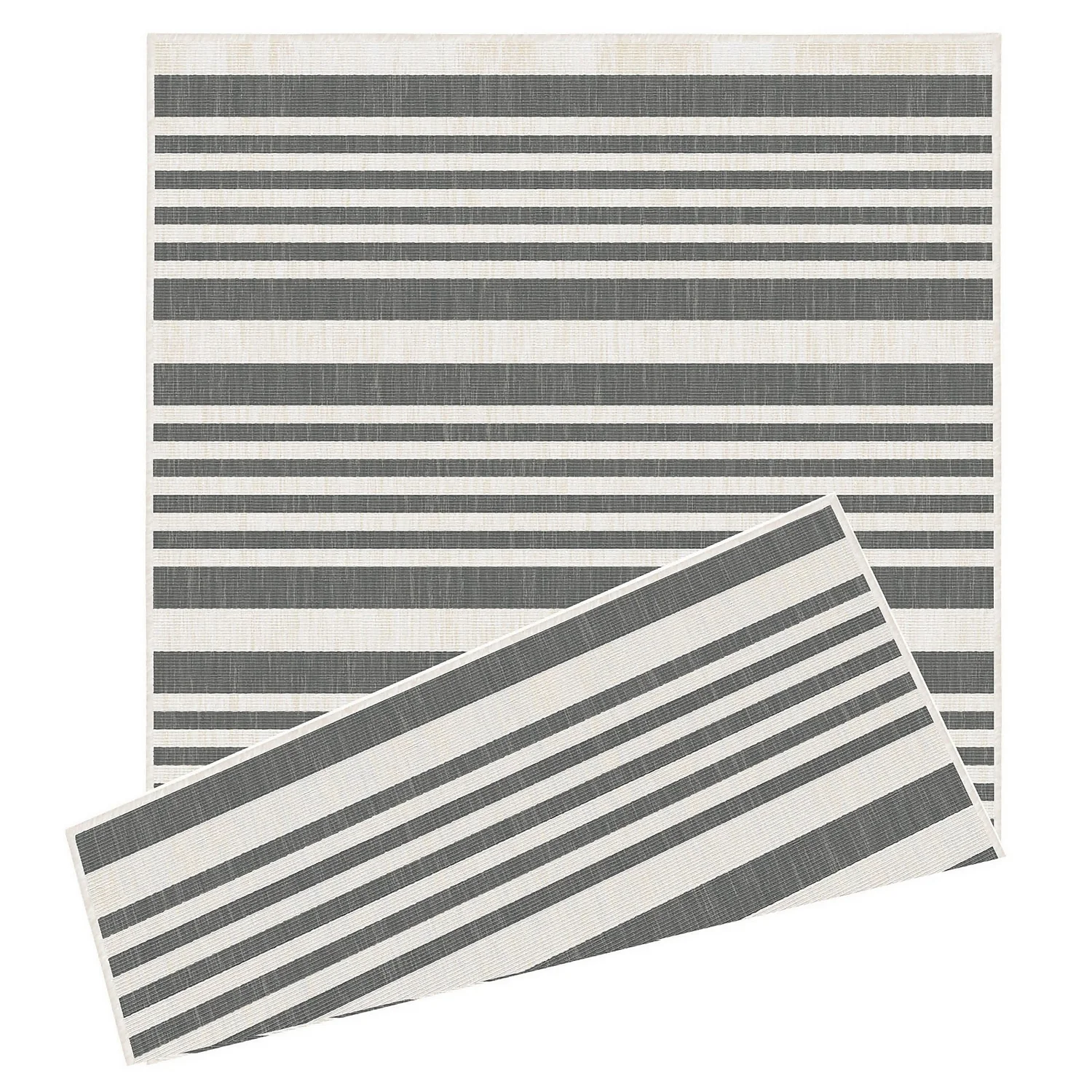 Duo Weave Indoor/Outdoor Rug - Stripes Grey - 120x170cm 1 Duo Weave Indoor/Outdoor Rug - Stripes Grey - 120x170cm