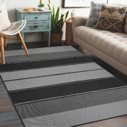 Duo Weave Indoor/Outdoor Rug - Stripe Charcoal - 160x230cm 7 Duo Weave Indoor/Outdoor Rug - Stripe Charcoal - 160x230cm -Home Base Sales Shop 14016663 2005003718655764