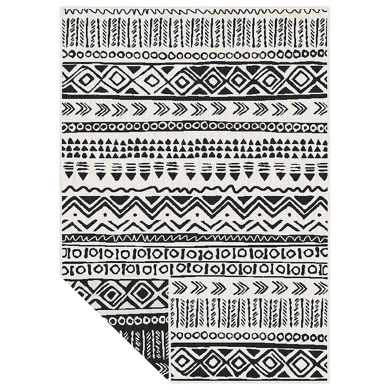 Duo Weave Indoor/Outdoor Rug - Tribal Black - 160x230cm 1 Duo Weave Indoor/Outdoor Rug - Tribal Black - 160x230cm