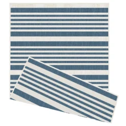 Duo Weave Indoor/Outdoor Rug - Stripes Ocean - 160x230cm