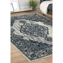 Indoor Outdoor Medallion Rug - Navy - 120x170cm -Home Base Sales Shop 14758898 1345053509895557