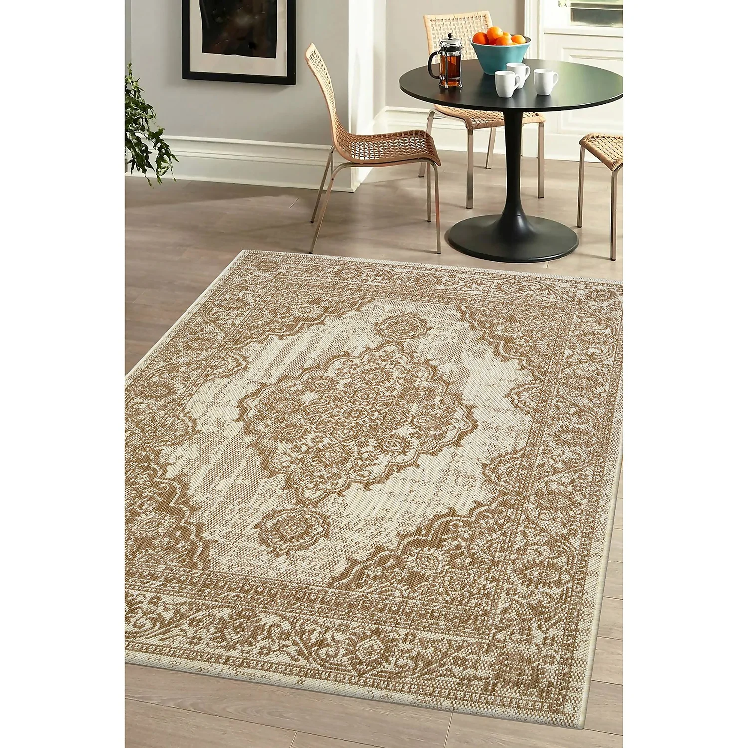 Indoor Outdoor Medallion Rug - Natural - 120x170cm 3 Indoor Outdoor Medallion Rug - Natural - 120x170cm - Image 3