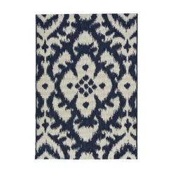 Indoor Outdoor Ikat Rug - Navy - 120x170cm