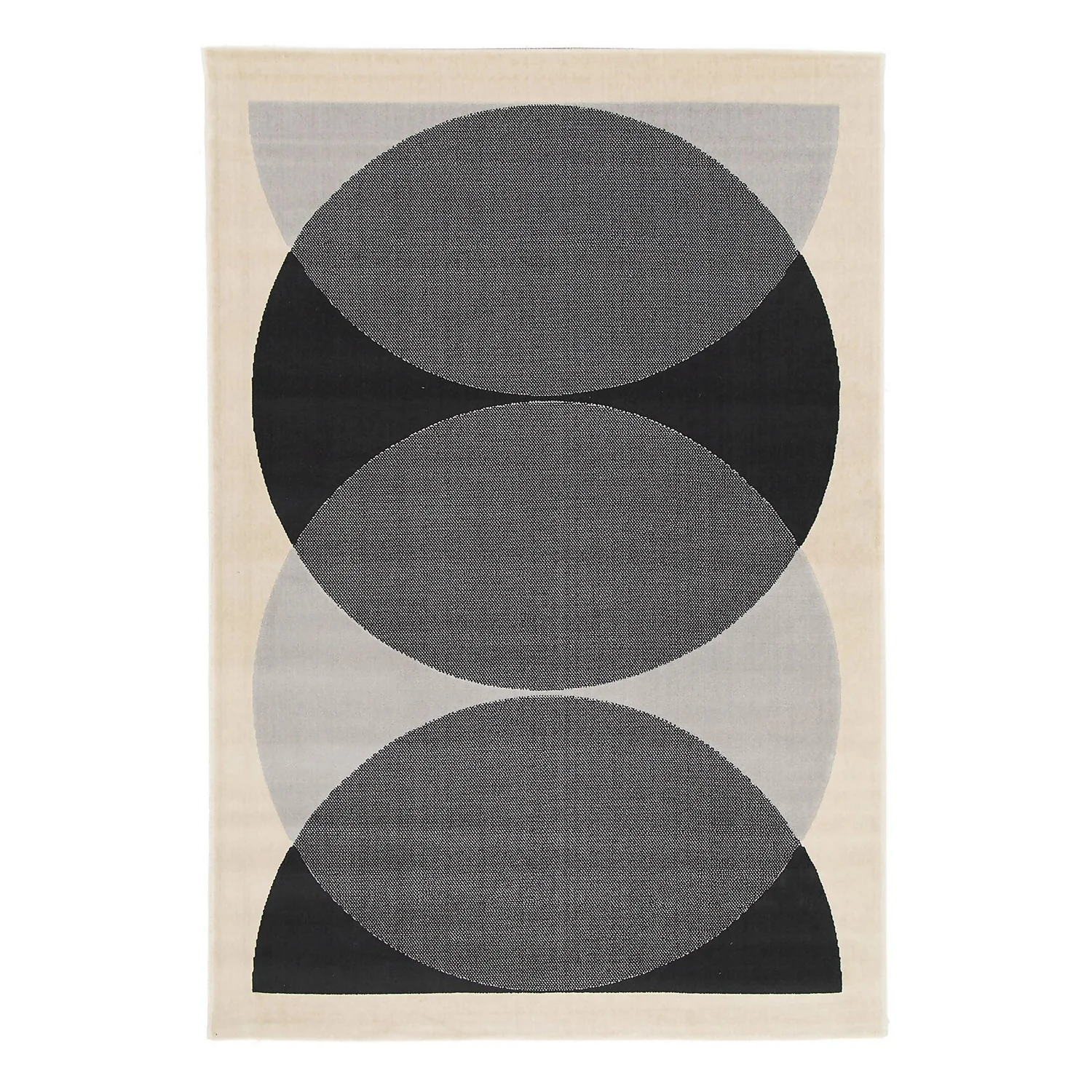 Retro Circle Rug - Monochrome - 120x170cm