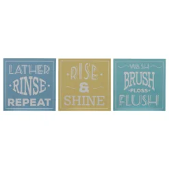 Set Of 3 Bathroom Wall Plaques - 20x20cm