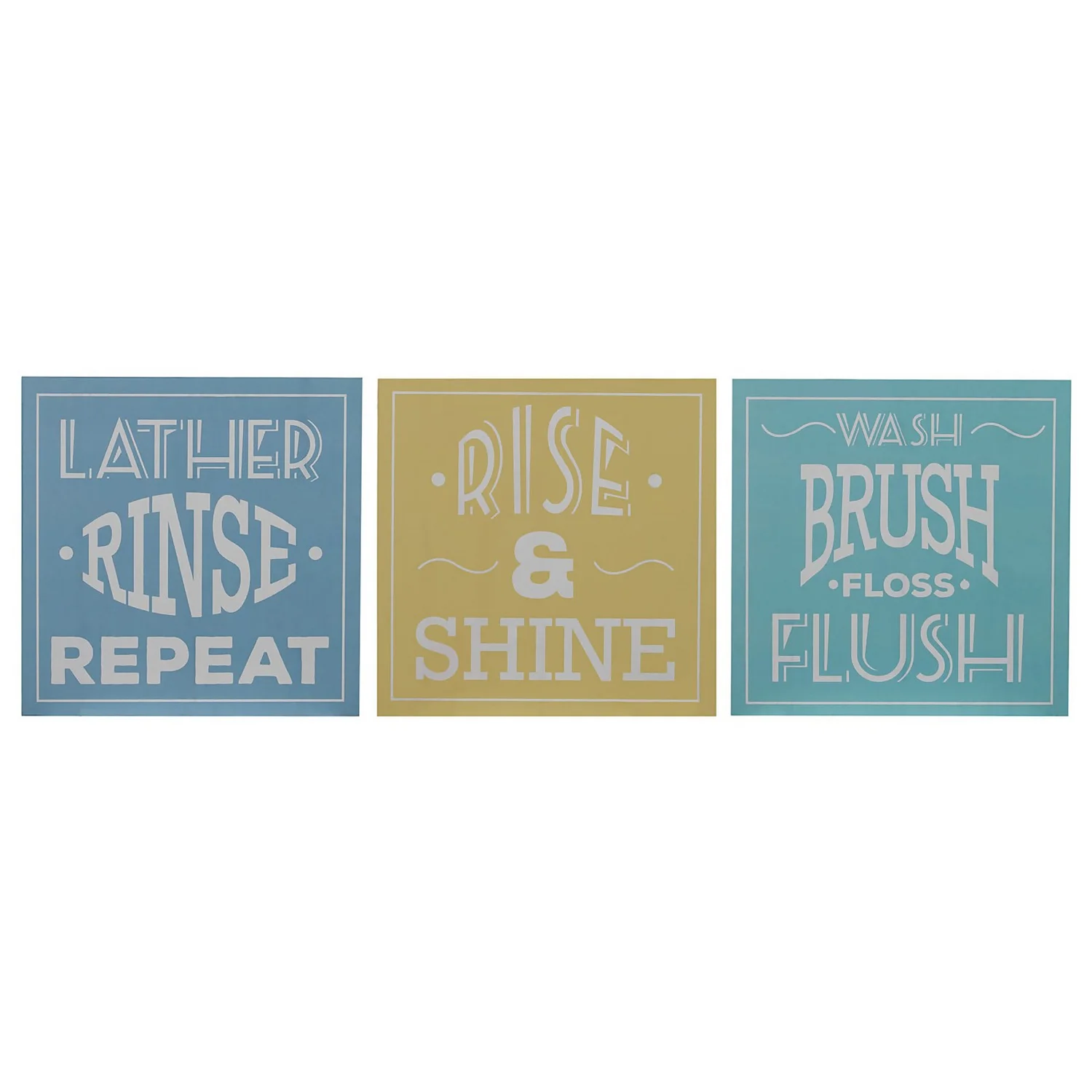 Set Of 3 Bathroom Wall Plaques - 20x20cm 1 Set Of 3 Bathroom Wall Plaques - 20x20cm