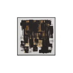 Astratto Canvas Wall Art - Black, White & Gold - 102.6x102.6cm